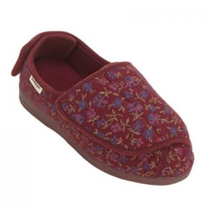 Sandpiper Wendy Ladies Extra Extra Wide Slipper 4E-6E Wine Floral-0